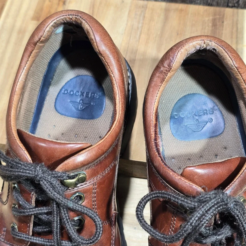 Dockers Shoes Mens 9.5M Brown Leather Rugged Oxford Casual Lug Sole Comfort Gorp